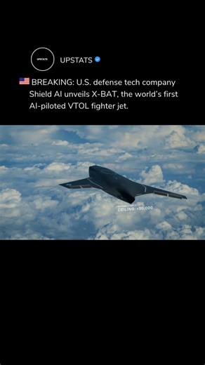 Upstats on Instagram: "BREAKING: U.S. defense tech company Shield AI unveils X-BAT, the world’s first AI-piloted VTOL fighter jet. With vertical takeoff and landing, full autonomy, and long-range strike capability, X-BAT is designed to deliver combat power anywhere, anytime — a glimpse of the future of airpower. Source: Axios"