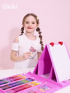 Art Supplies 297 Piece Drawing Art Kit Christmas Gifts for Girls Boys Kids Teens Gifts Coloring Art Set Case with Trifold Easel, Stickers, Coloring Book, Apron, Scissors, Origami Paper 40 Sheets