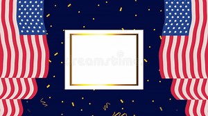 Usa Flags in Golden Frame Animation Stock Video - Video of digital, nation: 266651521