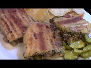 How to Make a Vegetable Sandwich Panini Style with Eggplant, Bell Pepper, Onion and Pesto Sauce