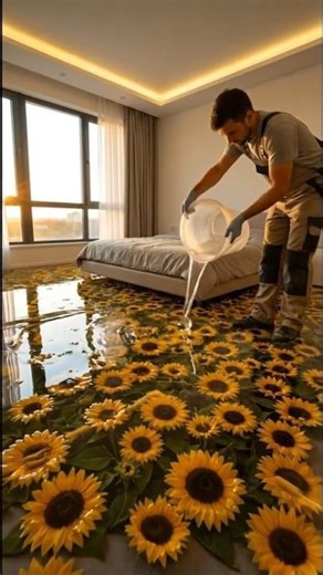 Modern Sunflower Epoxy Floor | Bright & Beautiful Design 🌻