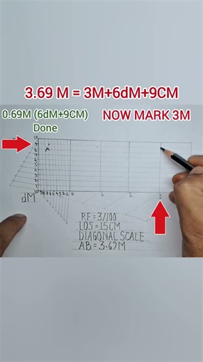 Diagonal Scale me length kaise mark kare?| #diagonalscale #engineeringdrawing#engineeringgraphics