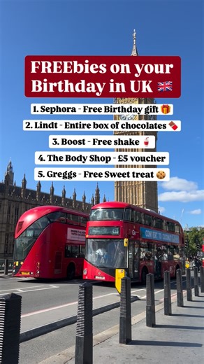 Freebies • Travel Tips • Hidden Gems • Honest Reviews on Instagram: "💾 SAVE this post now so you remember to sign up before your birthday! ⬇️ YOUR FREEBIE CHECKLIST: 💄 Beauty & Skincare: • 🎁 Sephora: Free birthday gift (Download the app!) • 🧖‍♀️ The Body Shop: £5 voucher (Account required) • 🛍️ Space NK: £5 off + goodie bag (Must be a member for 1 year) 🍫 Sweet Treats: • 🍫 Lindt: A free BOX of chocolates (Sign up on their website) • 🍩 Krispy Kreme: Free donut (App sign-up) • 🍰 Costa: Fr