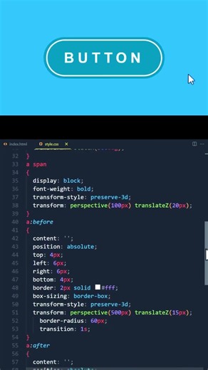 3D Button Hover Effect Using Only HTML & CSS | Simple UI Animation #shorts