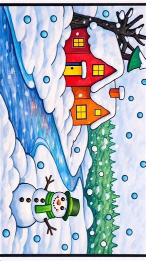 Snowman drawing easy #drawingvideo #easydrawingvideo #wintervideo #beautifuldrawingvideo