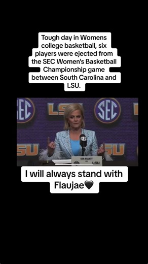 Tough day in Womens college basketball, six players were ejected from the SEC Women's Basketball Championship game between South Carolina and LSU. A scuffle began after Flau'jae Johnson intentionally fouled MiLaysia Fulwiley after she stole the ball. The scuffle led to a benches-clearing brawl with six players ejected, leaving LSU and South Carolina with five and six players, respectively, to complete the game. South Carolina came up with the win - final score 79/72. #LSU Head Coach #KimMulkey a