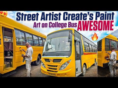 Talented STREET Artist Turns College Bus into MASTERPIECE with Paint Art #viral #painting #bus #art