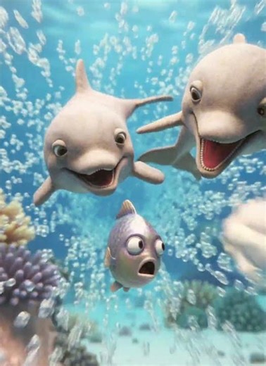 🐬 Funny Dolphin Animation | Pixar-Style 3D Short Film – Dolphins Chase the Fish
