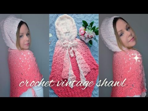 Crochet Victorian Shawl With Hood And Bow Ties | How To Crochet Easy Vintage Cape For Beginners DIY