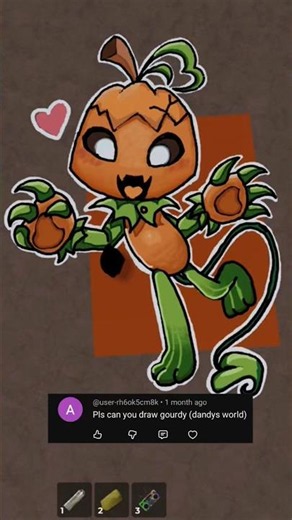 I Drew Gourdy from Dandy's World in Roblox.. 🎃 #roblox #dandysworld #gourdy #shorts #drawing #art