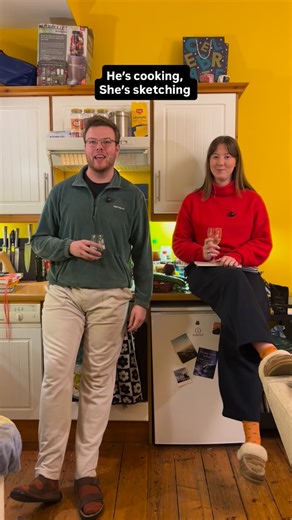 Eve Tong | Artist on Instagram: "I’m Eve and I sketch what Doug cooks!! Welcome to our new little series combining both our creative passions to see what we can make! Follow along for more….."