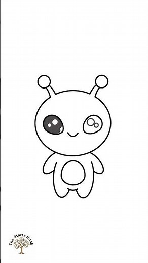 Easy cute Alien Drawing Tutorial #alien