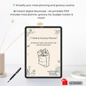 Meal & Grocery Planner | Digital A4 PDF | Weekly Meal Prep and Grocery Organization - Etsy Canada