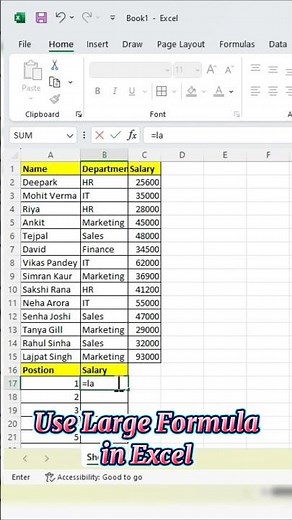 Use Large Formula in Excel