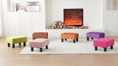 Poofzy Small Foot Stool Ottoman, Linen Ottoman Foot Rest with Legs, Rectangle Foot Rest for Couch, Footstools and Ottomans Small for Living Room and Entryway (Gray)