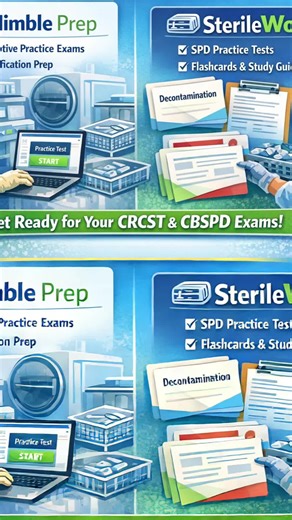 Nimble Prep and Sterileworx great test prep resources for Sterile Processing #sterileprocessing #studycrcst