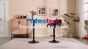 Yaheetech Bar Stools Set of 2, PU Leather Swivel Counter Height Barstools, Adjustable Bar Chairs with Backrest and Footrest, Kitchen Island Stool for Home Kitchen, Retro Brown