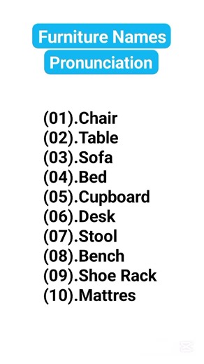 🪑Furniture Names Pronunciation & Vocabulary | Learn English #furniturevocabulary #spokenenglish