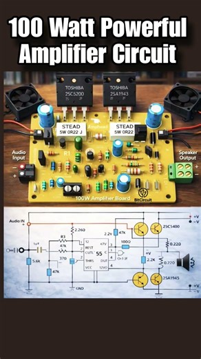 100 Watt Powerful Amplifier Circuit.#shorts#bitcircuit06#viral
