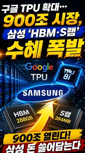 “구글 TPU 확대… 900조 시장, 삼성 ‘HBM·S램’ 수혜 폭발” #삼성전자 #구글 #HBM #S램 #AI메모리 #TPU #반도체 #AI반도체 #엔비디아 #테크뉴스 #삼성