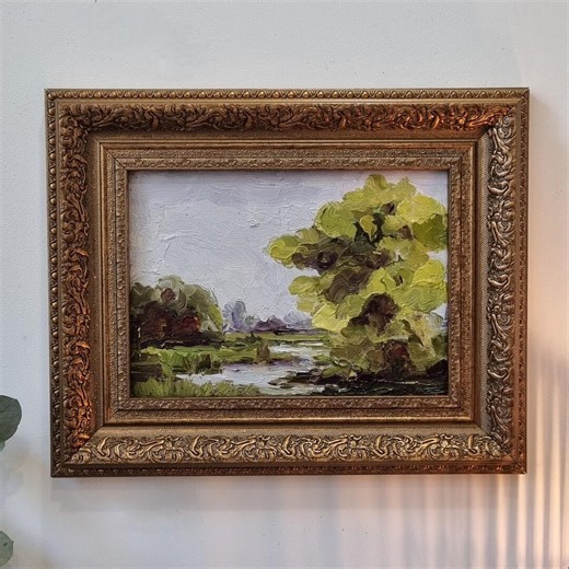 Original Impasto Oil Painting: Semi-abstract Tree Landscape, Cottagecore Farmhouse Decor (5x7 Inches) - Etsy