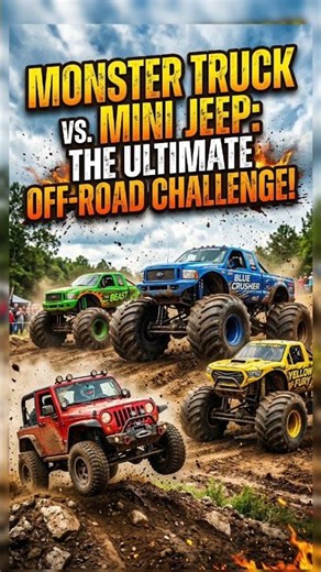 Monster Truck vs Tiny Jeep: The Ultimate Off-Road Challenge! 🚜🔥 #offroad