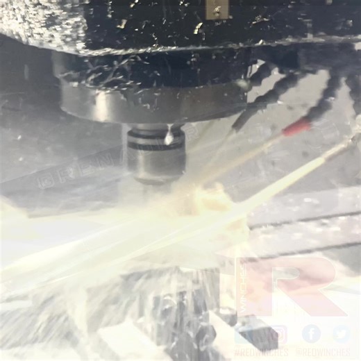 From Billet to CNC to Winch…. Processing the lovely solid billet through our Doosan CNC Mill to produce the solid fairlead. This fairlead for one of our dedicated OEM customer winches. Soon will be leaving us for its anodising process and its final black gloss finish…. #cnc #redwinches #billet #ukmfg #uk | RED Winches