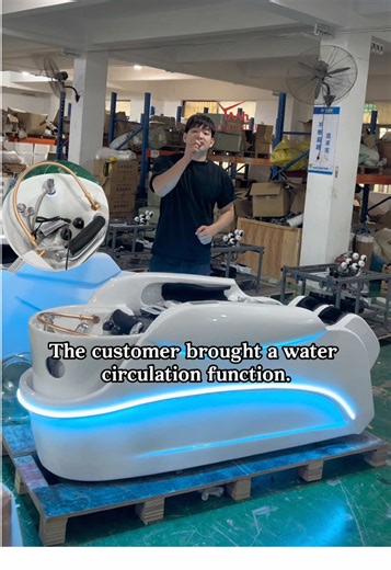 Head spa bed with full-body automatic massage function, available in various styles.#spa #salon #headspa #shampooing #barbershop