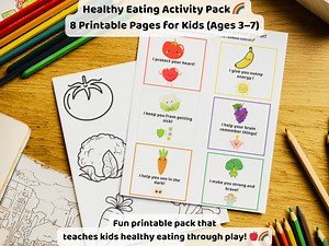 Preschool Healthy Eating Activities | Match, Cut, Connect & Color Rainbow Plate Printables - Etsy