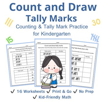 Count and Draw Tally Marks Worksheets (16 Pages)