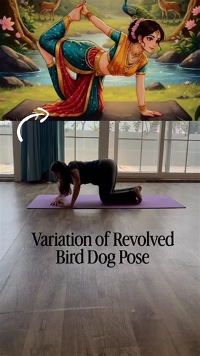 YOGA WITH DEEVANSHi | Revolved Bird Dog Pose (Parivrtta Dandayamana Bharmanasana) 🧘‍♀️✨ A powerful core & balance yoga pose that challenges stability,... | Instagram