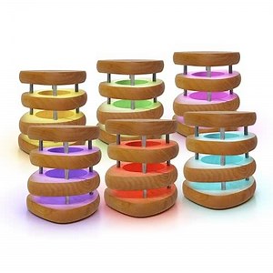 Friendship Lamp® by Filimin Mid-Century Knotty Alder Wood Design - Wi-Fi Touch Lamp LED Light for Long-Distance, Connection, Relationship, Gift, 200+ Colors, App Setup - Set of 6