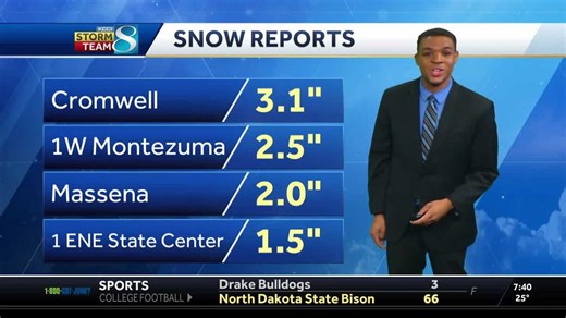Snow totals: How much fell in Iowa's first snow of the season