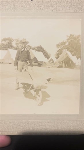 US cavalry soldier around the 1890s posible Spanish American war standing with a wheelbarrow