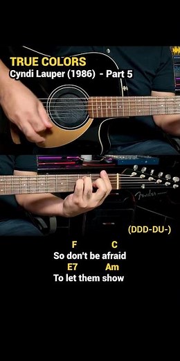 True Colors - Cyndi Lauper (1986) Easy Guitar Chords Tutorial with Lyrics part 5 SHORTS REELS