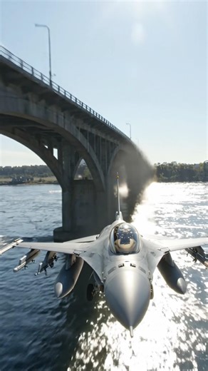 Fighter fly under a bridge #aircraft #ai #flying