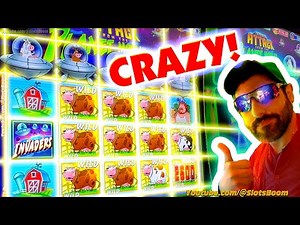 MEGA HIT!!! LIVE BONUS!!! INVADERS ATTACK FROM THE PLANET MOOLAH SLOTS