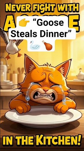 Cat vs Goose – Kitchen Fight 🍗🔥#catshorts #catvideos