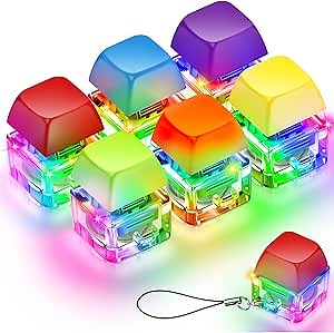 Taiyin 6 Pcs Decompression Toys Keyboard Clicker Toy Keyboard Cube Mechanical Key Button Stress Relief for Adult Gifts to Relief Pass Time(Rainbow Color)