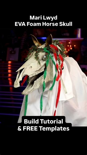 Proud to announce that my Mari Lwyd Part 2 tutorial is now available! By utilizing Foam Clay and specific painting / weathering techniques, I go over the steps it takes to transform the base structure from Part 1 into a believable looking horse skull. This was a fun Holiday project and I’m glad so many of you were excited to see it come together. Have fun and may the Mari Lwyd grant you good luck! #marilwyd #christmastraditions #christmascrafts #horseskull #paganart | SKS Props