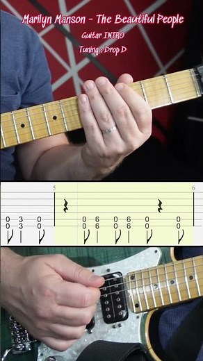 #tutorial Marilyn Manson -The Beautiful People Riff Intro #guitar #guitarlesson#guitartutorial
