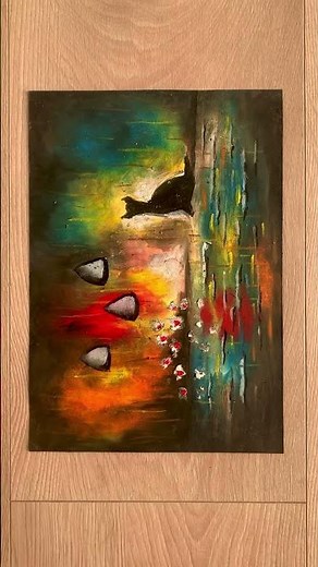 Colorful dog abstract painting in oil pastel & lovely art demonstration