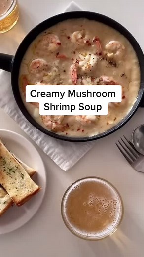 Delicious Creamy Mushroom Shrimp Soup Recipe