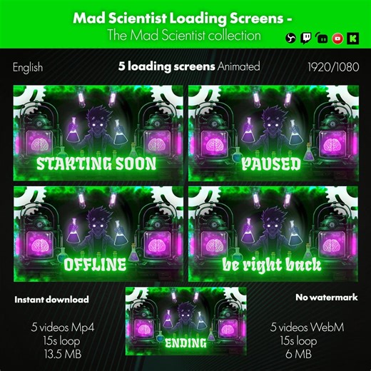 Mad Scientist Animated Loading Screens - Etsy