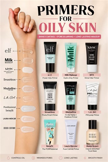 Best primers for oily skin #primer #smashbox #nyxcosmetics #elf #milkmakeup #powderfoundation #