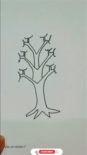 How to Easy Tree Drawing asmr | Simple Art Tutorial 🌿🌳 #drawing #treeart#easyart #sketch #art#shorts