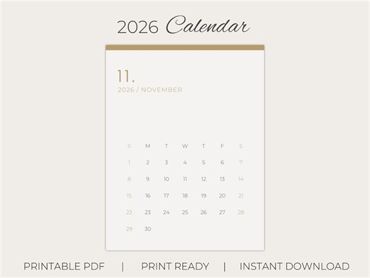 Buy 2026 Calendar Printable PDF | Minimalist Monthly Planner | 8.5" X 11" Vertical, Letter | Instant Download PDF Online in India - Etsy
