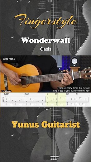 Wonderwall - Oasis - Fingerstyle Guitar Tutorial + TAB & Lyrics #fingerstyle