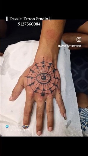 Spider web tattoo on hand 🕷 🕸 #shortsfeed #tattoo #tattooartist #ytshorts #spidertattoo