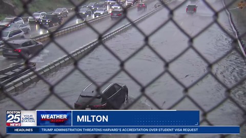Torrential rain floods Expressway in Milton